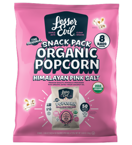 LesserEvil® Organic Himalayan Pink Salt Popcorn Multipack Perspective: front