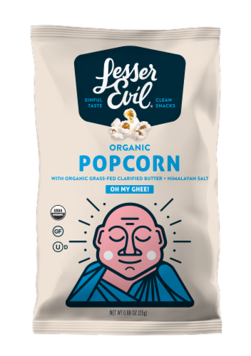 LesserEvil® Organic Oh My Ghee Popcorn Perspective: front