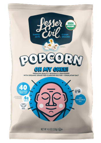 LesserEvil® Oh My Ghee Organic Gluten Free Popcorn Perspective: front