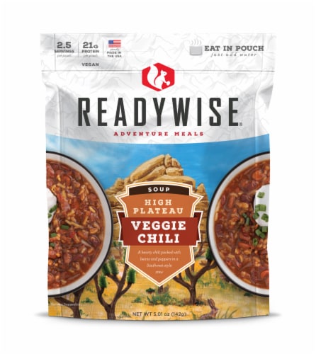 ReadyWise Adventure Meals Veggie Chili Soup Perspective: front