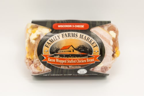 Family Farms Frozen Bacon Wrapped Chicken Stuffed Breast Perspective: front