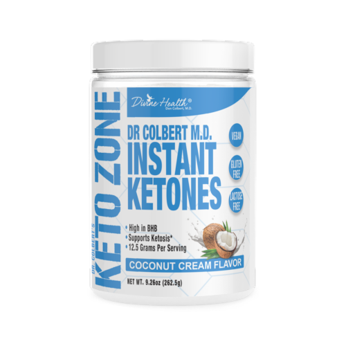 Divine Health Keto Zone Coconut Cream Flavored MCT Oil Protein Powder Perspective: front