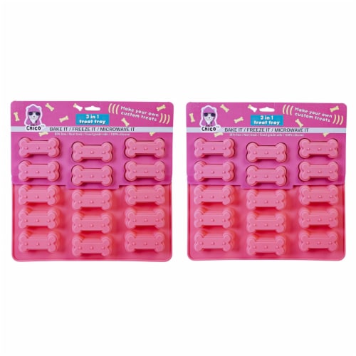 JoJo Modern Pets Dog Bone 3 in 1 Silicone Baking Treat Tray (2-Pack) Perspective: front