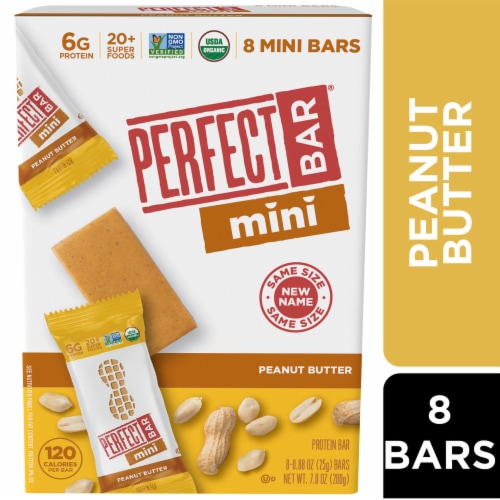 Perfect Bar Mini Gluten-Free Peanut Butter Protein Bar Organic Perspective: front