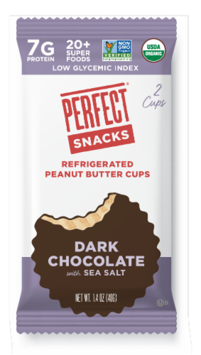 Perfect Snacks® Dark Chocolate Sea Salt Peanut Butter Cups Perspective: front