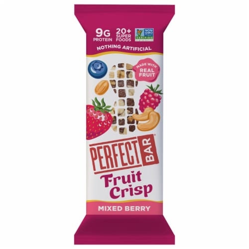 Perfect Bar® Layers Crispy Peanut Butter & Berry Single Bar Perspective: front