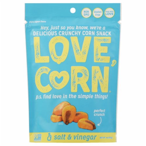 Love,Corn® Gluten Free Salt & Vinegar Premium Crunchy Corn Snack Perspective: front