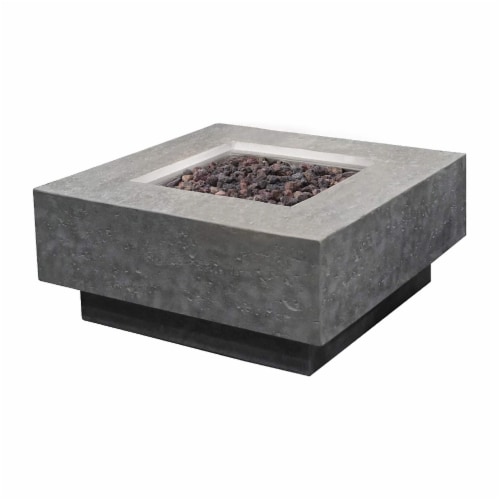 Elementi Manhattan 36 Concrete Outdoor 45,000 BTU Natural Gas Fire Pit Table Perspective: front