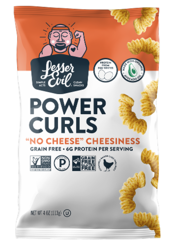 LesserEvil® No Cheese Cheesiness Power Curls Perspective: front
