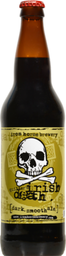 Iron Horse Brewery Quilter's Irish Death Dark Smooth Ale Beer Single Bottle Perspective: front