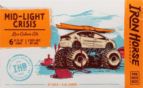 Iron Horse Brewery Mid-Light Crisis Low Calorie Ale Perspective: front