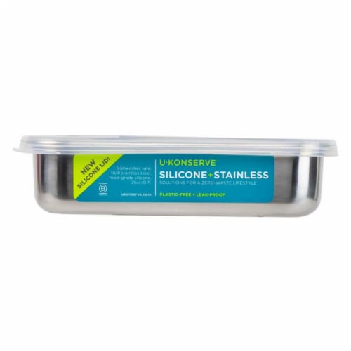 U Konserve Stainless Steel Rectangle Container Silicone Lid 25oz