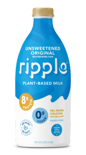 Ripple® Original Unsweetened Plant-Based Milk Perspective: front