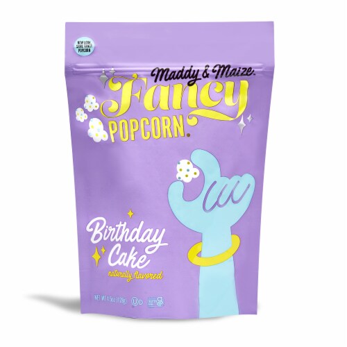 Maddy & Maize™ Birthday Cake Flavor Fancy Popcorn Perspective: front