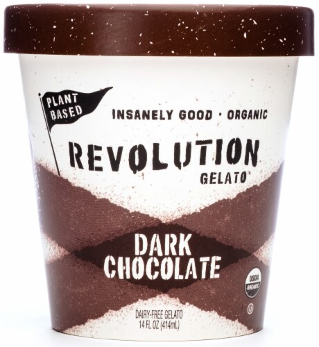 Revolution Gelato Plant-Based Organic - Dark Chocolate Vegan Ice Cream (8 Count) Perspective: front