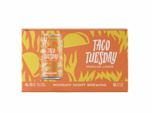 Monday Night Brewing Taco Tuesday Mexican Lager Craft Beer Perspective: front