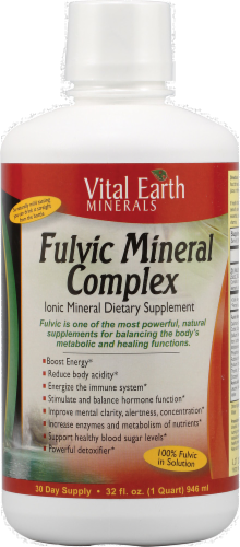 Vital Earth Minerals Fulvic Mineral Complex Liquid Mineral Dietary Supplement Perspective: front