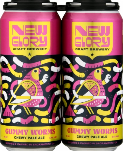 New Glory Craft Brewery Gummy Worms Chewy Pale Ale Perspective: front