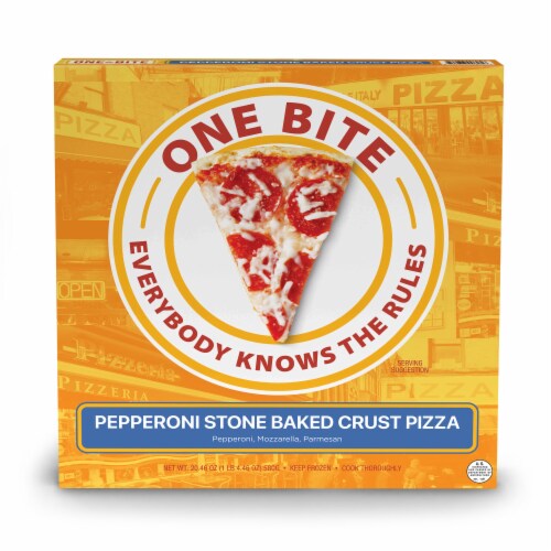 One Bite Pepperoni Original Crust Frozen Pizza Perspective: front