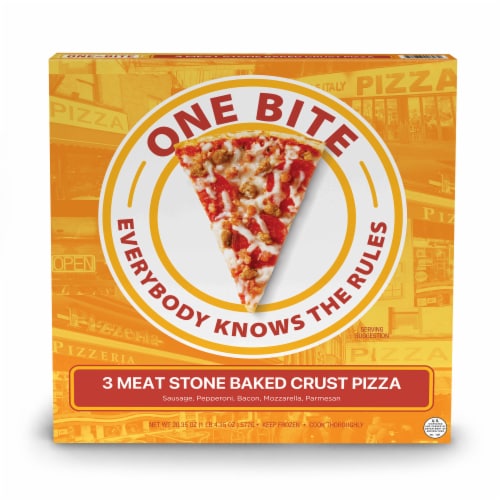One Bite 3 Meat Frozen Pizza Perspective: front