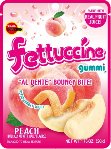 Bourbon's Fettuccine Gummi® Peach Flavored Gummy Candy Perspective: front