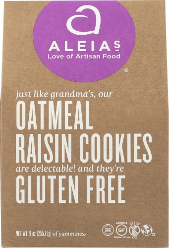 Aleia's  Cookies Gluten Free   Oatmeal Raisin Perspective: front