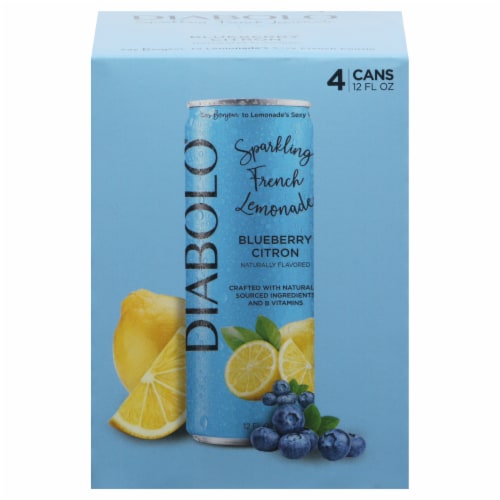 Diabolo Blueberry Citron Sparkling French Lemonade Soda Bottles Perspective: front