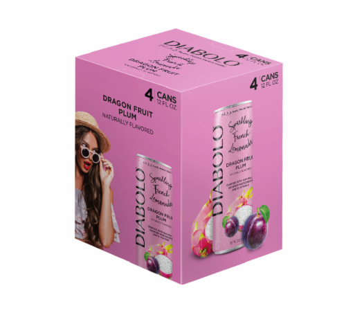 Diabolo Dragon Fruit Plum Sparkling French Lemonade Soda Bottles Perspective: front