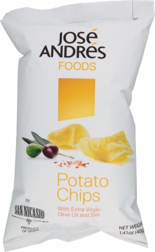 Jose Andres Foods Extra Virgin Olive Oil & Salt Potato Chips Perspective: front