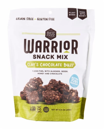 BeeFree Warrior Mix Clay's Chocolate Buzz 3 pack granola snack Perspective: front