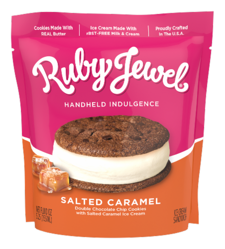 Ruby Jewel® Salted Caramel Ice Cream Sandwich Perspective: front
