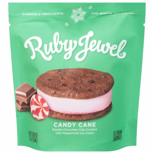 Ruby Jewel® Peppermint Chocolate Ice Cream Sandwich Perspective: front