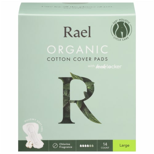 Rael Organic Cotton Cover Large Pads with Leak Locker Perspective: front