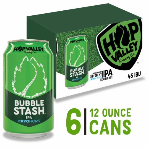 Hop Valley Bubble Stash Craft Beer Hazy IPA Perspective: front