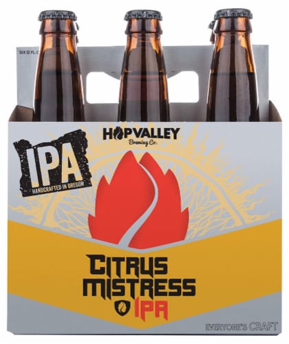 Hop Valley Citrus Mistress IPA Craft Beer Perspective: front