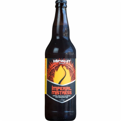 Hop Valley Imperial Mistress IPA Beer Perspective: front