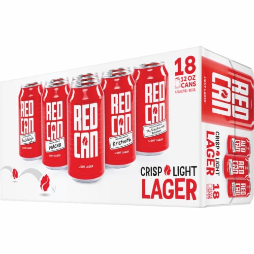 Hop Valley Brewing Co. Red Can Light Lager Beer Perspective: front