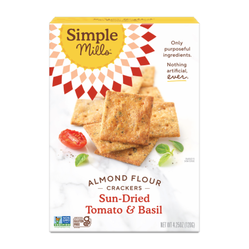 Simple Mills® Sun-Dried Tomato & Basil Almond Flour Crackers Perspective: front