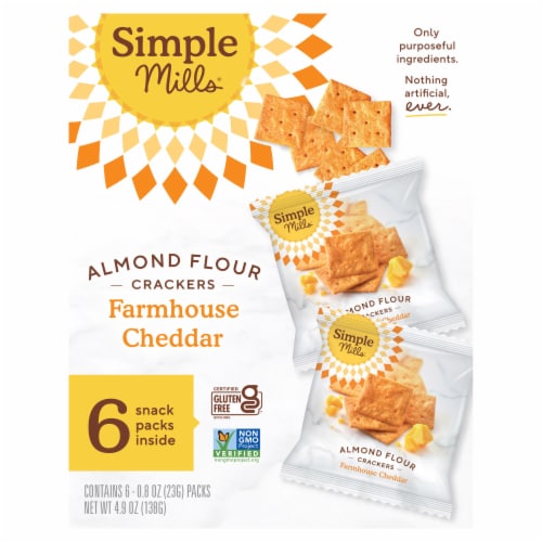Simple Mills® Farmhouse Cheddar Almond Flour Crackers Snack Packs Perspective: front