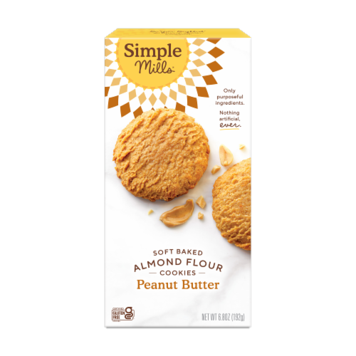 Simple Mills Soft Baked Peanut Butter Almond Flour Cookies Perspective: front