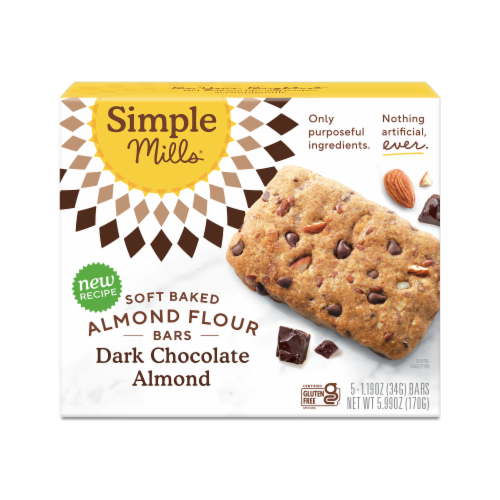 Simple Mills® Soft-Baked Dark Chocolate Almond Flour Bars Perspective: front