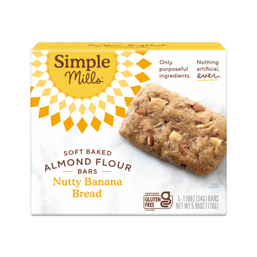 Simple Mills® Nutty Banana Bread Soft Baked Almond Flour Bars Perspective: front