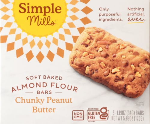 Simple Mills® Chunky Peanut Butter Almond Flour Bars Perspective: front