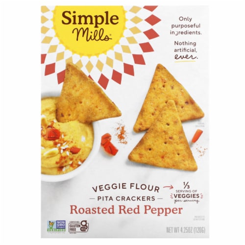 Simple Mills Roasted Red Pepper Veggie Pita Crackers Perspective: front