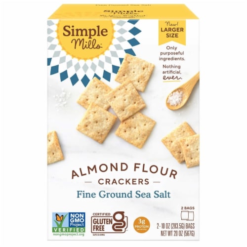 Simple Mills Almond Flour Sea Salt Crackers, 10 Ounce (2 Count) Perspective: front