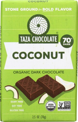 Taza Chocolate Coconut Organic Dark Chocolate Bar Perspective: front