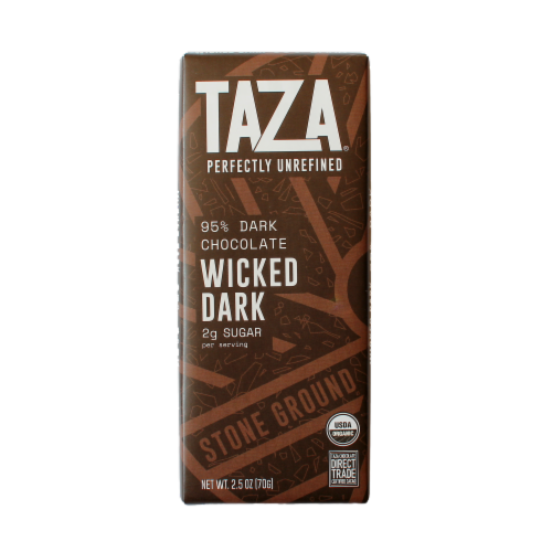 Taza® Wicked Dark Organic Dark Chocolate Bar Perspective: front