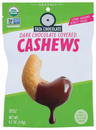 Taza Chocolate Dark Chocolate Covered Cashews Perspective: front