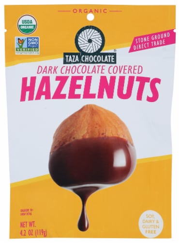 Taza Chocolate Dark Chocolate Covered Hazelnuts Perspective: front