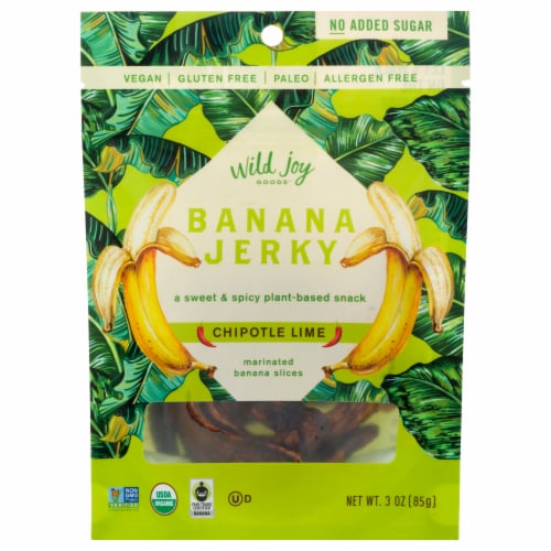 Wild Joy Banana Jerky Chipotle Lime Marinated Banana Slices Perspective: front